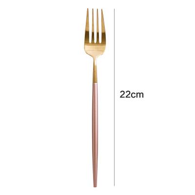 Korean Royal Pink Golden Tableware Cutlery Set Dinner Knife S poon Fork Sets 18/8 Stainless Steel Western Gold Dinnerware Set