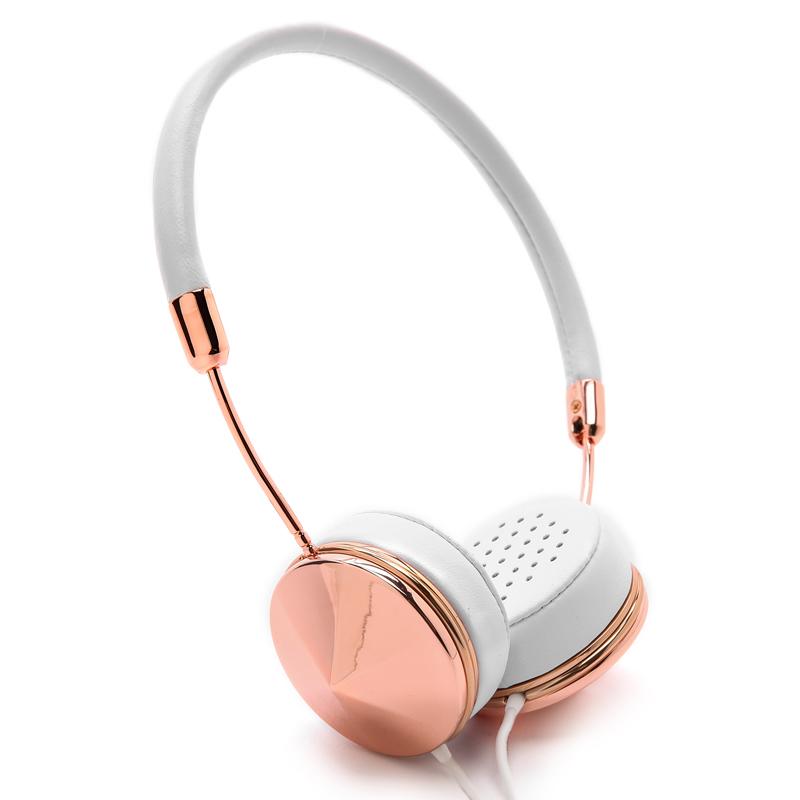 Liboer Beautiful Headphones Dynamic Headband Rose Gold Headphones with Mic Wired Headset for Mobile Phone On-ear Headphone