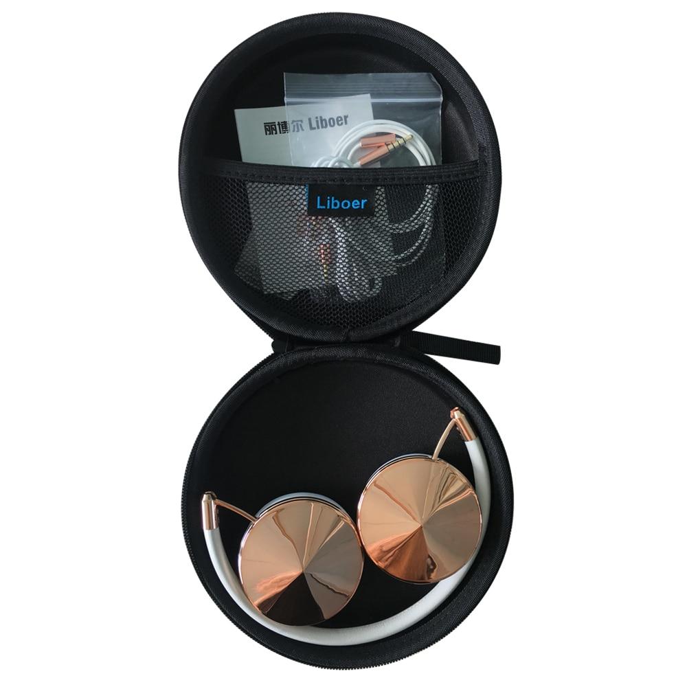 Liboer Beautiful Headphones Dynamic Headband Rose Gold Headphones with Mic Wired Headset for Mobile Phone On-ear Headphone