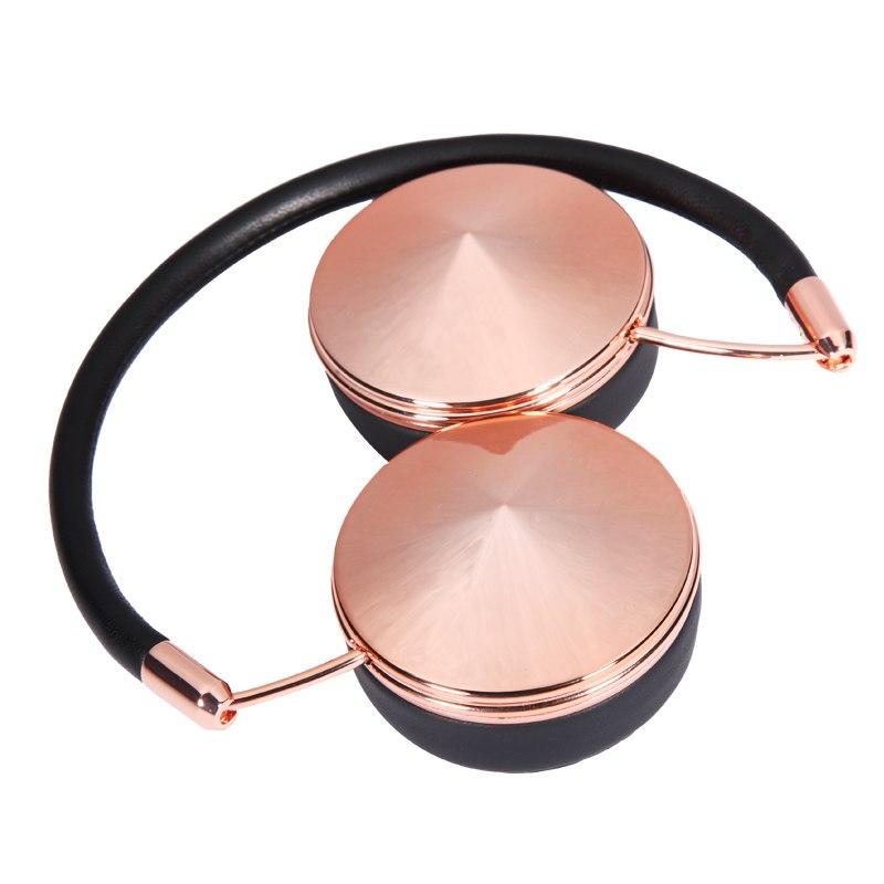 Liboer Beautiful Headphones Dynamic Headband Rose Gold Headphones with Mic Wired Headset for Mobile Phone On-ear Headphone