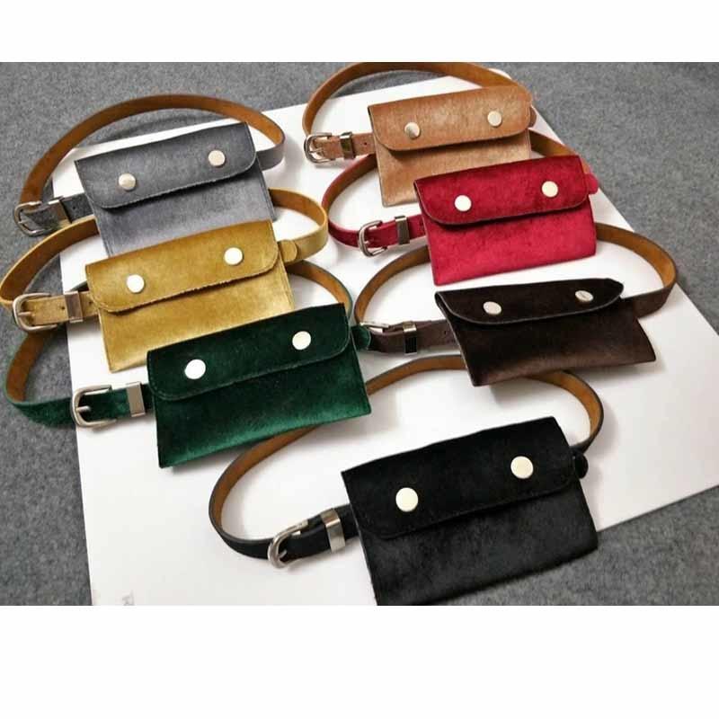NIBESSER Waist Bag Women Velour Waist Fanny Pack for Women Fashion Retro Velvet Hip Bum Belt Bag Blue Black 2018 High Quality