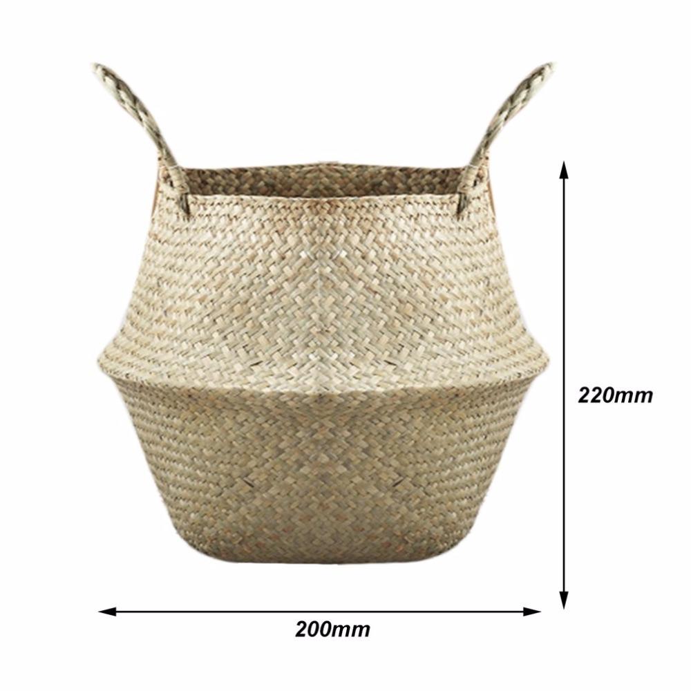 Foldable Natural Seagrass Woven Basket with Handle