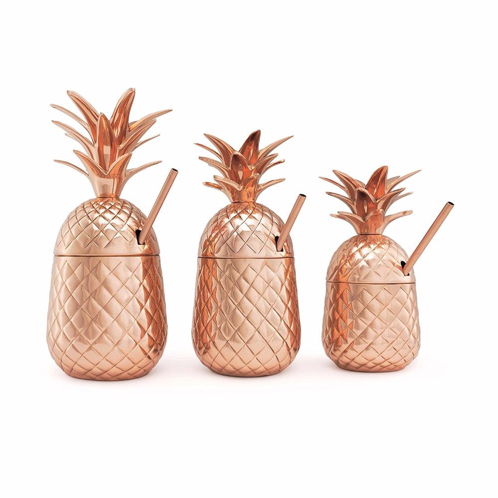Pineapple Cocktail Tumbler Stainless Steel Mug Beer Whiskey Cup Cocktail Drinking Cups Mugs Drinkware Moscow Mule Mug With Lid