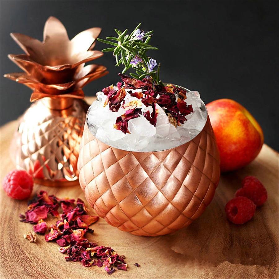 Pineapple Cocktail Tumbler Stainless Steel Mug Beer Whiskey Cup Cocktail Drinking Cups Mugs Drinkware Moscow Mule Mug With Lid