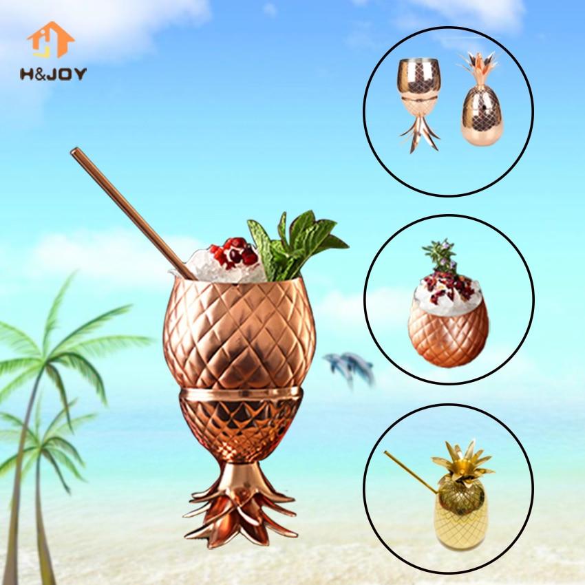 Pineapple Cocktail Tumbler Stainless Steel Mug Beer Whiskey Cup Cocktail Drinking Cups Mugs Drinkware Moscow Mule Mug With Lid