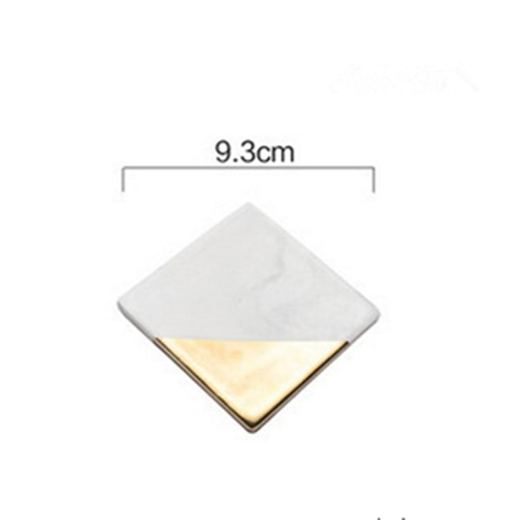 WOWCC 1 pc Marble Grain Gold Plating Ceramic Coaster Cup Mats Pads Home Decorations Kitchen Tools Desktop Non-slip Luxury Pad