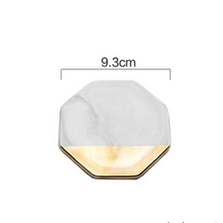 WOWCC 1 pc Marble Grain Gold Plating Ceramic Coaster Cup Mats Pads Home Decorations Kitchen Tools Desktop Non-slip Luxury Pad