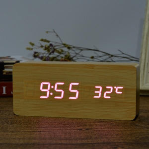 Bamboo LED Digital Alarm Clock