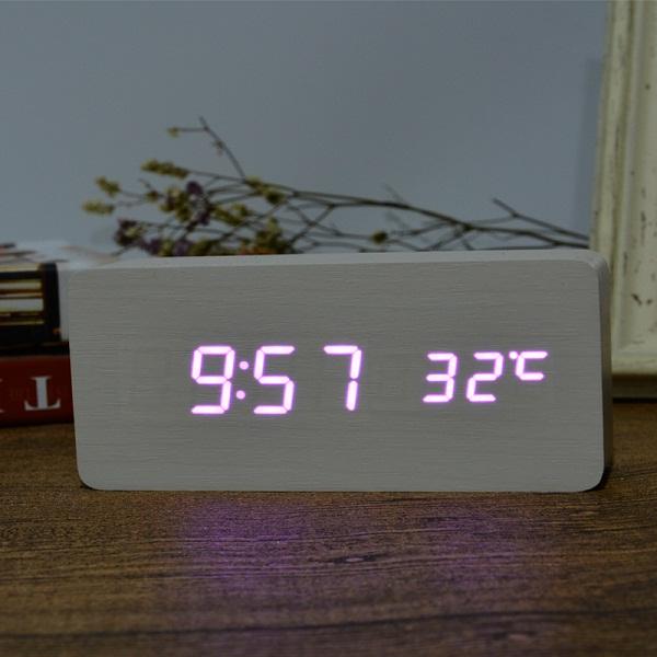 Bamboo LED Digital Alarm Clock