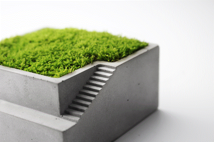Architectural Concrete Square Look Plant / Flower Pot